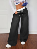 2026SS Women's Y2K Vintage Jeans Drawstring Loose Fit Casual Denim Pants - Black