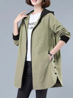 Women's Casual Hooded Jacket with Letter Print - Zip-Up, Long Sleeve, Polyester - Machine Washable - Perfect for Spring/Fall - Mixed colors