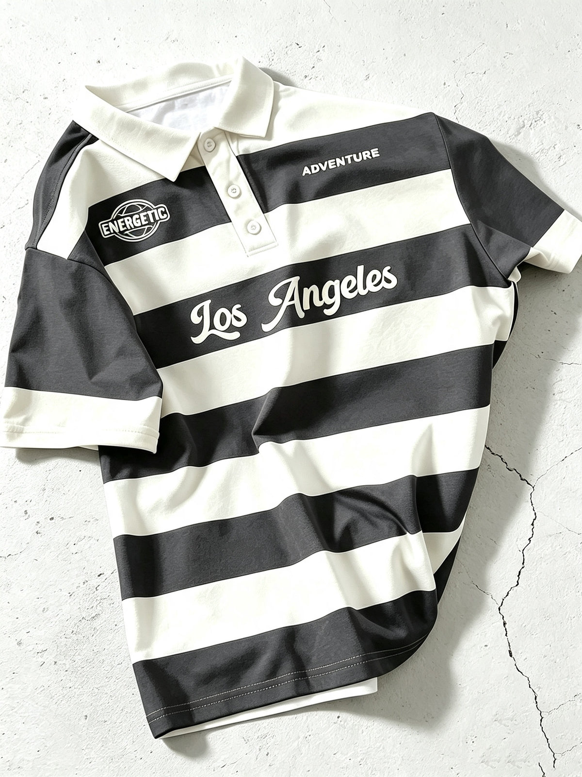 [Digital Print] Men'S Polo Shirt, Black And White Striped Print Short Sleeve Top, Lapel Style, American Casual Trendy Men'S Clothing, Multi-Color Selection - Mixed Color G