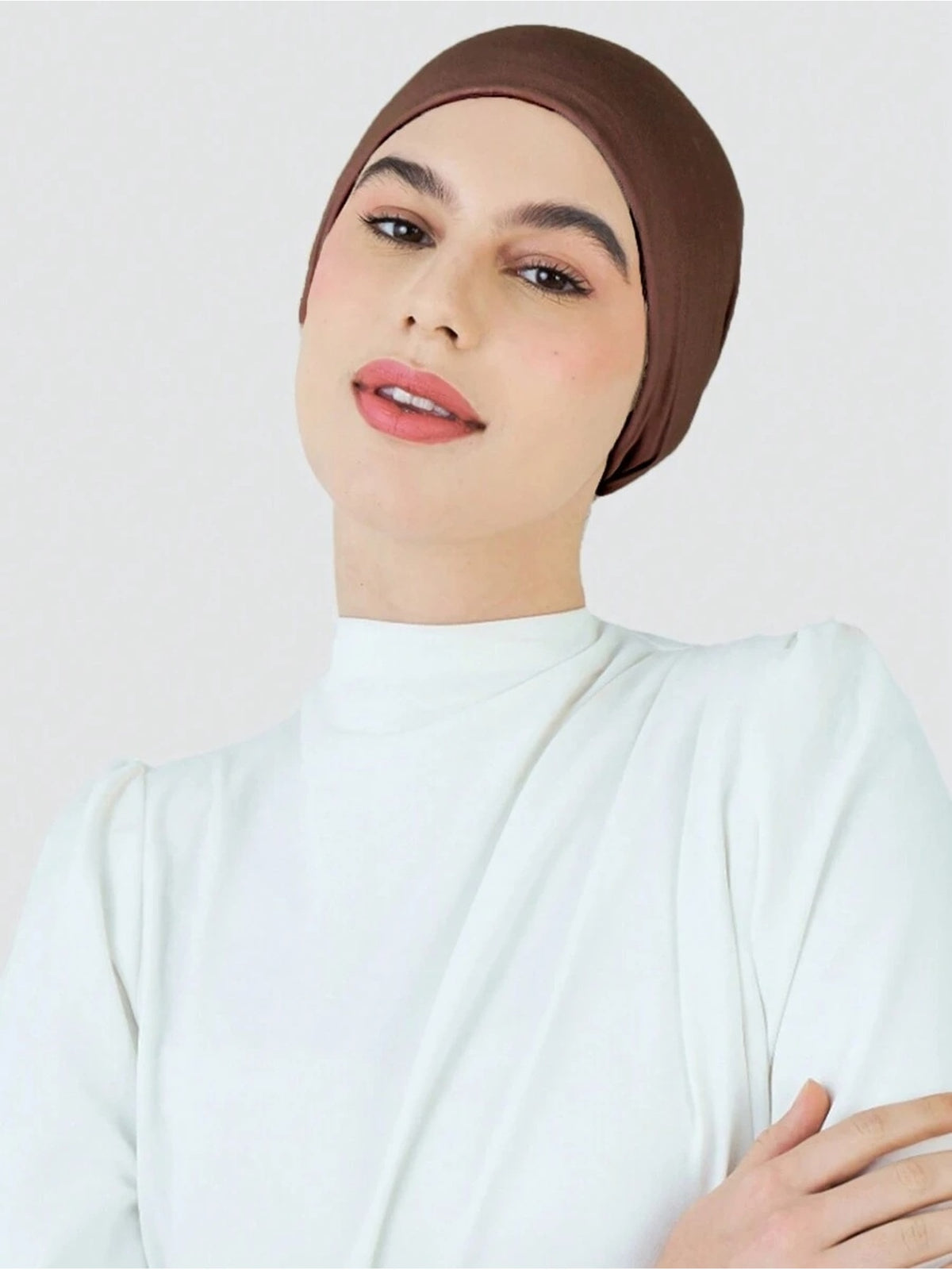 1pc Classic Solid Color Pleated Headband, Can Be Used As a Base Hat, Layered Design Can Be Worn Alone As a Headscarf, Practical Basic Item for Daily Worship And Festive Wear, Meeting Diverse Styling Needs - 【Brown】