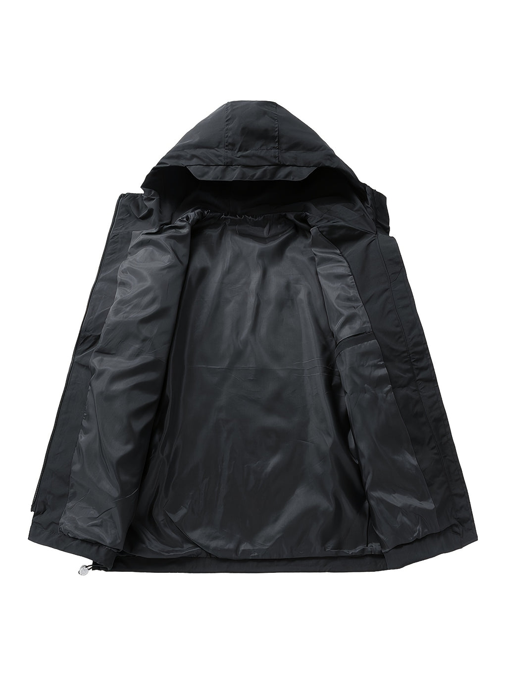 [Pearson OBM] Mountain Style Men'S Jacket Hooded Windbreaker, Irregular Zipper, Collar with Personalized Label, Imported Zipper, Fashionable And Individual, Easy Pockets, Suitable for Autumn Winter Sports, Casual - Black