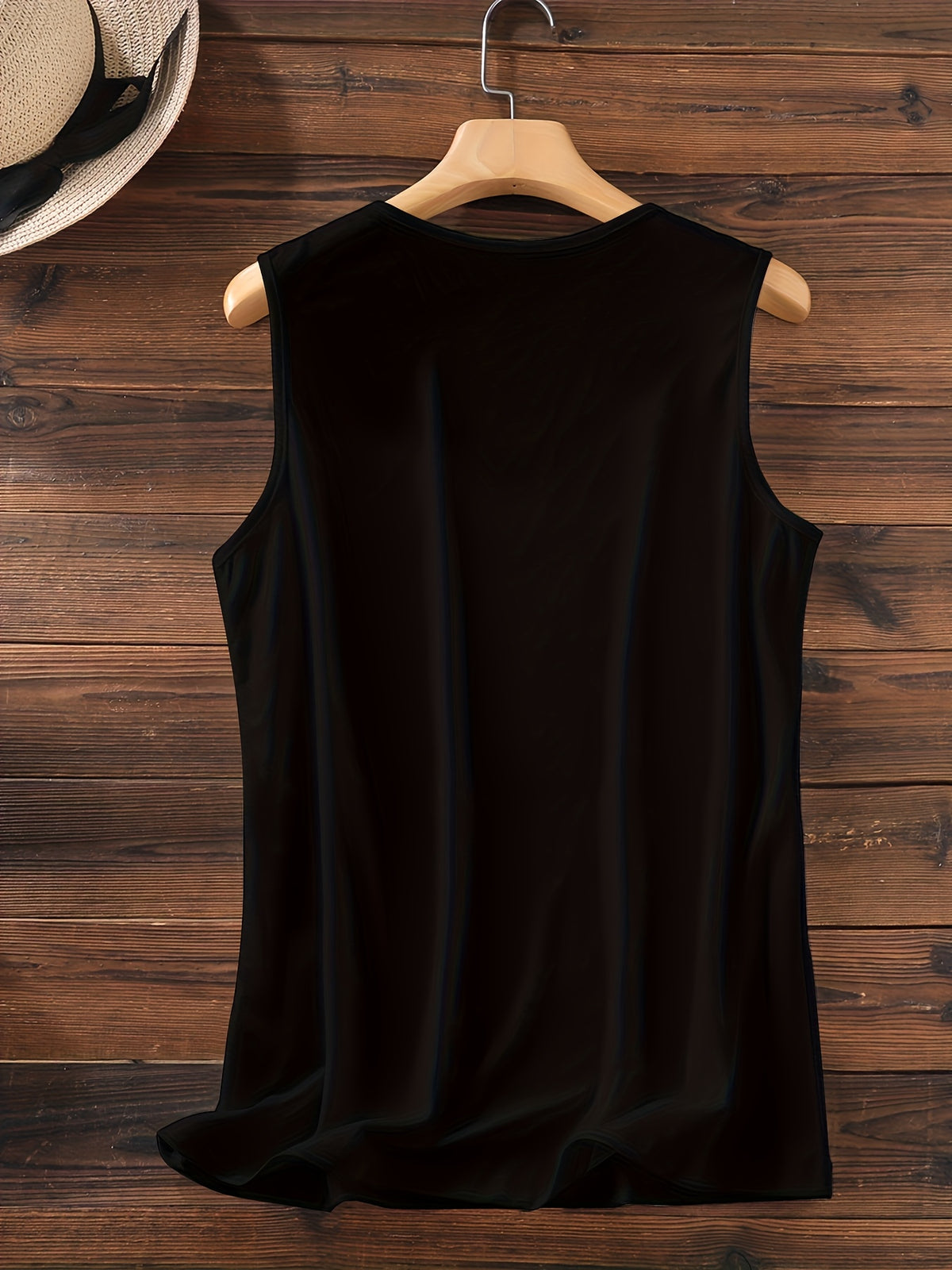 Sleeveless V-Neck Casual Tank Top with Letter Print, Perfect for Summer And Spring, Women'S Apparel - Black