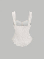 Women'S New Spring/Summer Wide-Strap Bow-Tie, Stretch Textured Fabric Top, Slim Fit, Sweet And Fashionable, Suitable for Dating, Daily Wear - Apricot