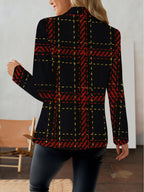 Autumn Women's fashion, outdoor travel,  clothing, exquisite patterns, Women's tops, striped grid geometric pattern prints, elegant Women's autumn skirts, exquisite Women's suit jackets - Black Red Yellow Flower