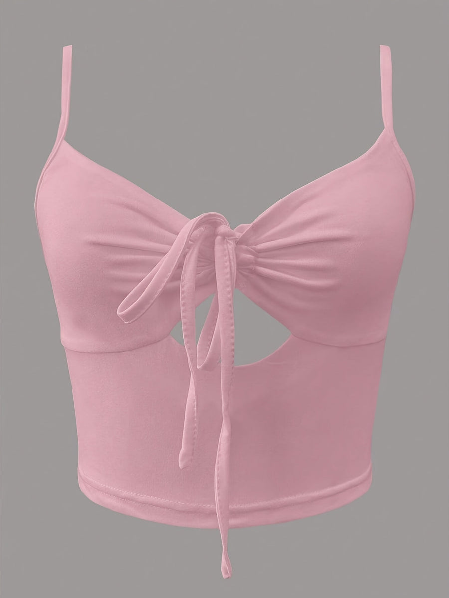Women'S Strappy Ruched Cami Top - Pink
