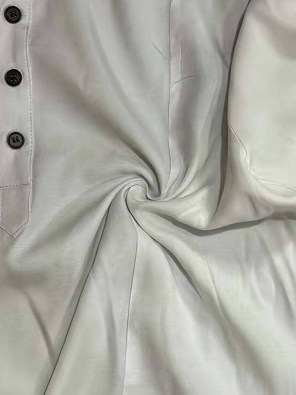 Men'S Henley Shirt | Casual Stand Collar, Slight Stretch Fabric, Button Detail, Solid Color, Regular Fit For Spring/Fall - White