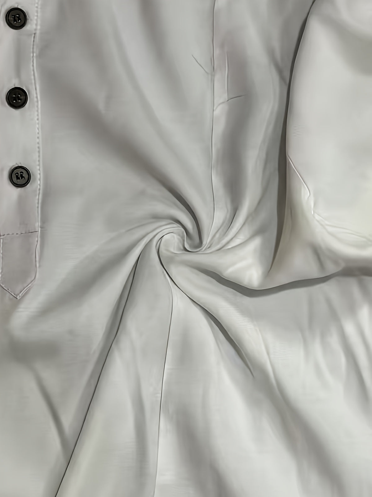 Men'S Henley Shirt | Casual Stand Collar, Slight Stretch Fabric, Button Detail, Solid Color, Regular Fit For Spring/Fall - White