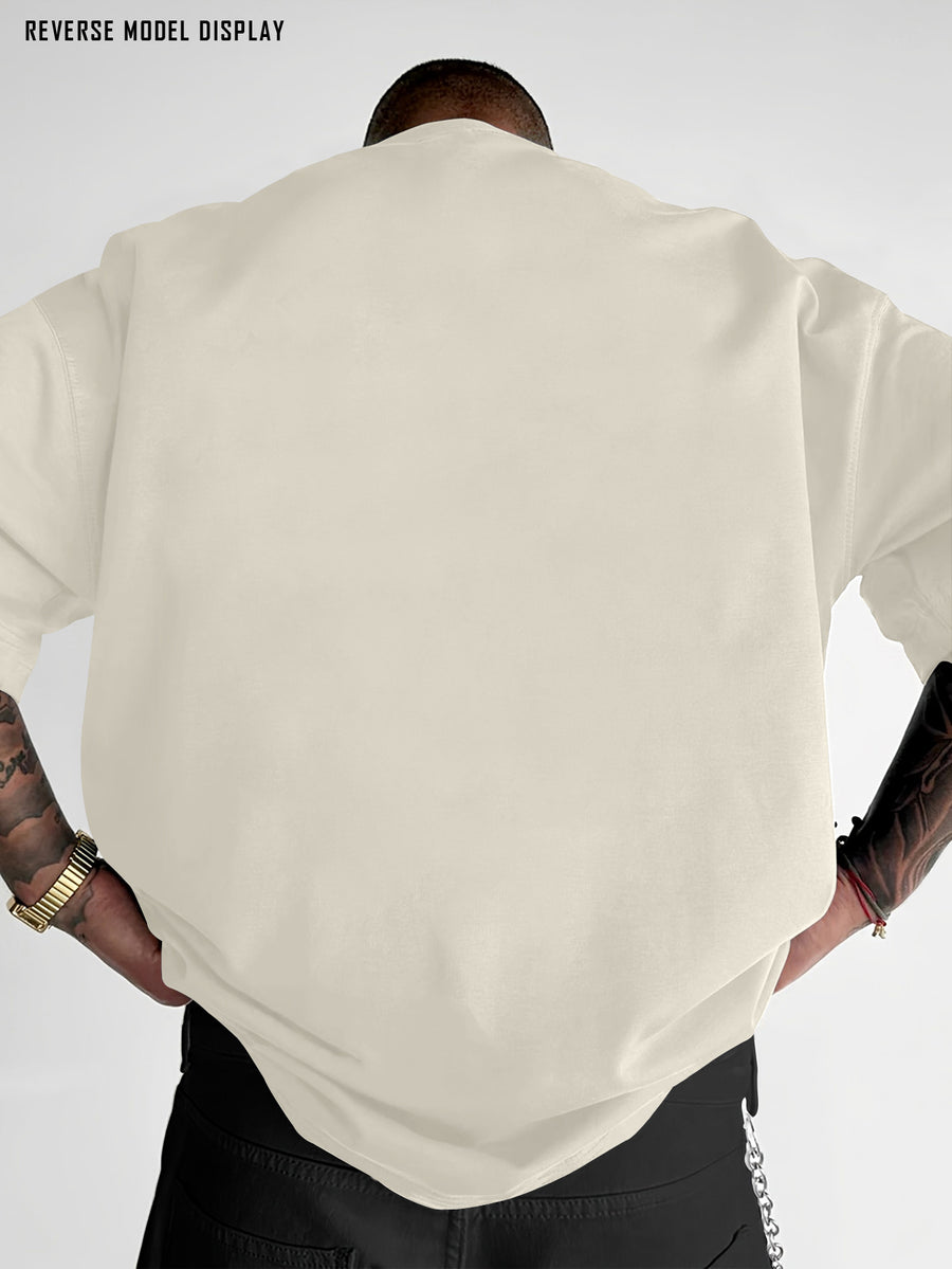 Men'S Casual Fashion T-Shirt - 100% Pure, Regular Style, Short Sleeved, Round Neck, with Various Trendy Print Designs, Very Suitable for Streetwear Or Daily Style, Or As a Gift - Apricot