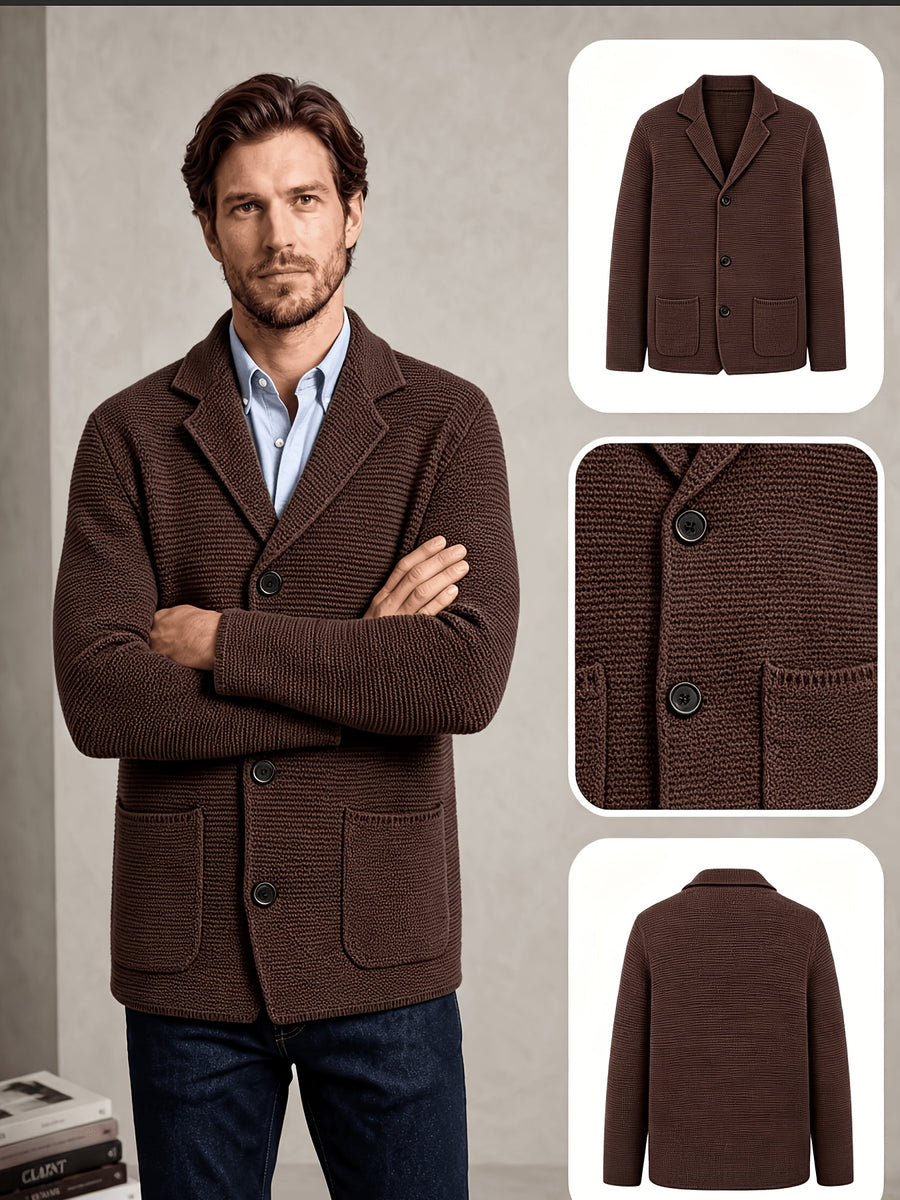 10 Colors Available High-End Style Autumn Winter New British Light Luxury Vintage Cardigan Old Money Style Knit Cardigan Sweater Commuter Autumn Winter Green Fruit Collar Warm Jacket - Chestnut Brown