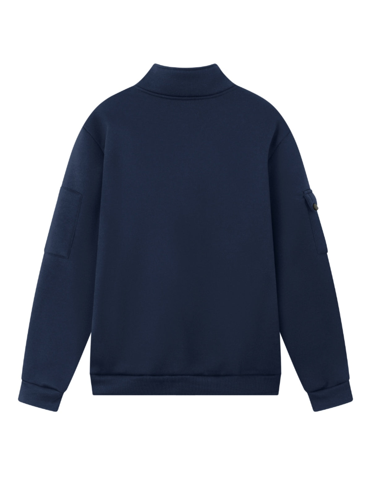Spring and Autumn Men's Half-Zip Sweatshirt with Print, Loose Fit, Stand-Up Collar, Casual Sport Pullover - Navy Color