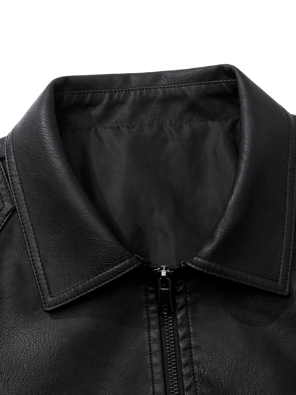 Men's Lapel Jacket, Windproof, Versatile, Wear-Resistant, Easy to Care for, High-Quality with Fine Texture and Precise Stitching, Slim Fit Short Vintage Motorcycle Style, for Daily Commuting, Streetwear, and Spring/Autumn Casual Wear, Black Coat - Black