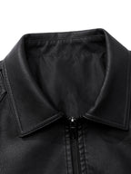 Men's Lapel Jacket, Windproof, Versatile, Wear-Resistant, Easy to Care for, High-Quality with Fine Texture and Precise Stitching, Slim Fit Short Vintage Motorcycle Style, for Daily Commuting, Streetwear, and Spring/Autumn Casual Wear, Black Coat - Black