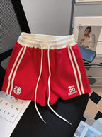 American Patchwork Fashion Trendy Summer New Casual Shorts - Red