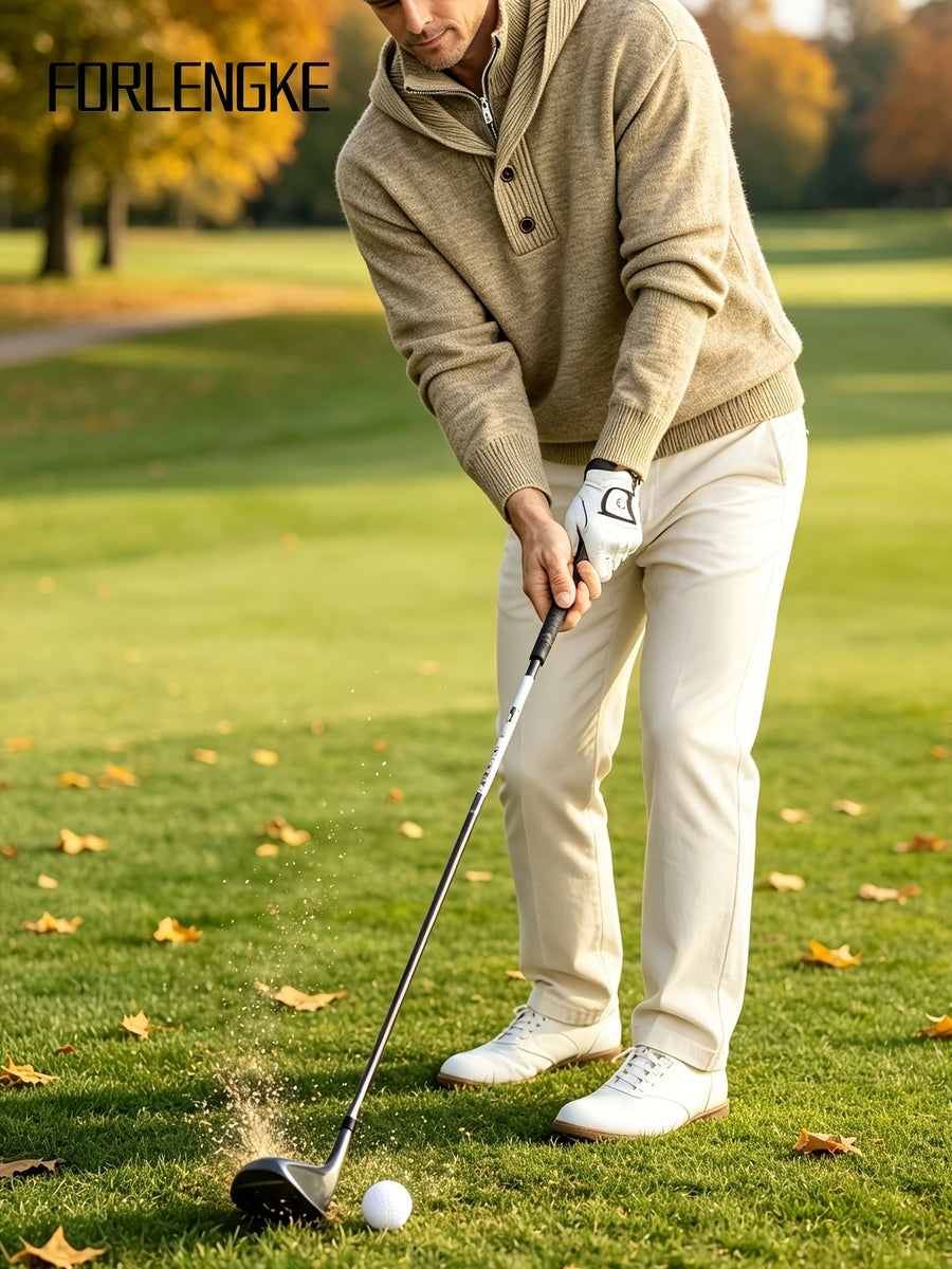 FORLENGKE Men'S Intercity Lightweight Travel Wind Hooded Double Placket Knit Top, Zipper Button-Up Dual Adjustable Style Flexible, Autumn Winter Short Distance Travel Self-Driving Roaming Golf Sports Outdoor Camping Casual Outerwear Top - Clip Flower Coffee