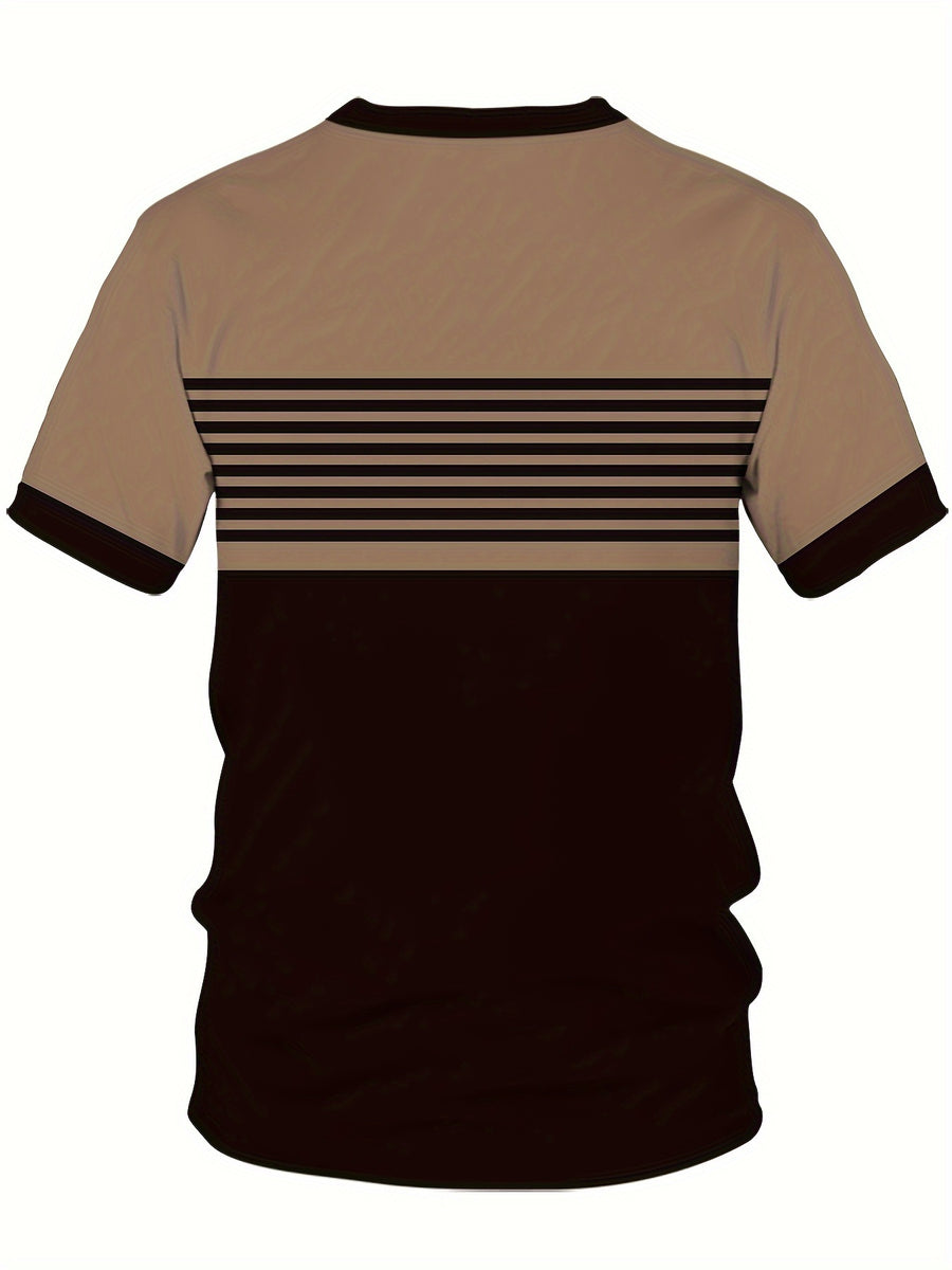 Men'S Retro Striped T-Shirt - Casual Fitness Sportswear Short Sleeve - Retro Casual Style | Modern Casual Design - Mixed colors
