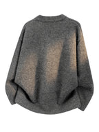 Du Jing Lan OBM 1pc Autumn/Winter New Arrival Men's Knitted Cardigan, Old Money Style Solid Color Single-Breasted Button Closure Crew Neck Open Front Knitted Cardigan, Men's Business Casual Fashion Open Front Knitted Cardigan Top - Dark Gray