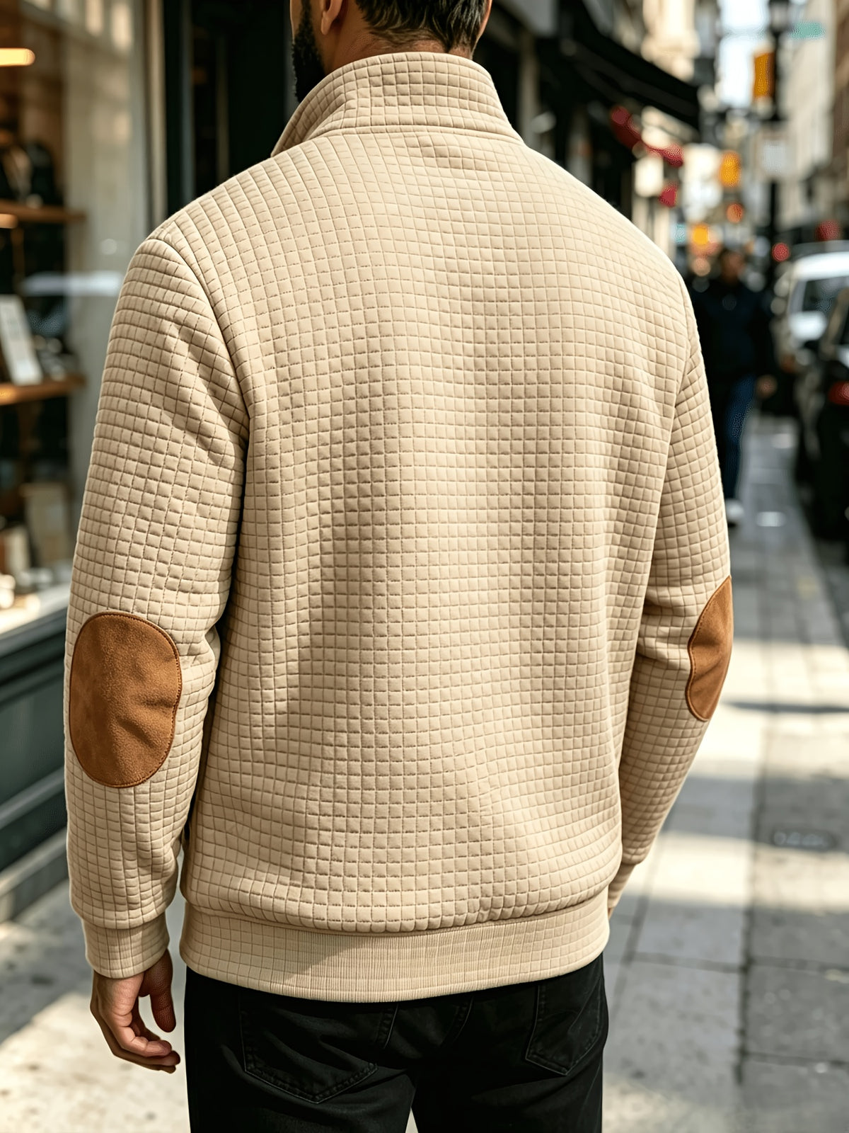 BOWZ Men'S Knit Zipper Stand-Up Collar Cardigan Jacket, Casual Fashion All-Match Premium Sports Men'S Clothing - Khaki
