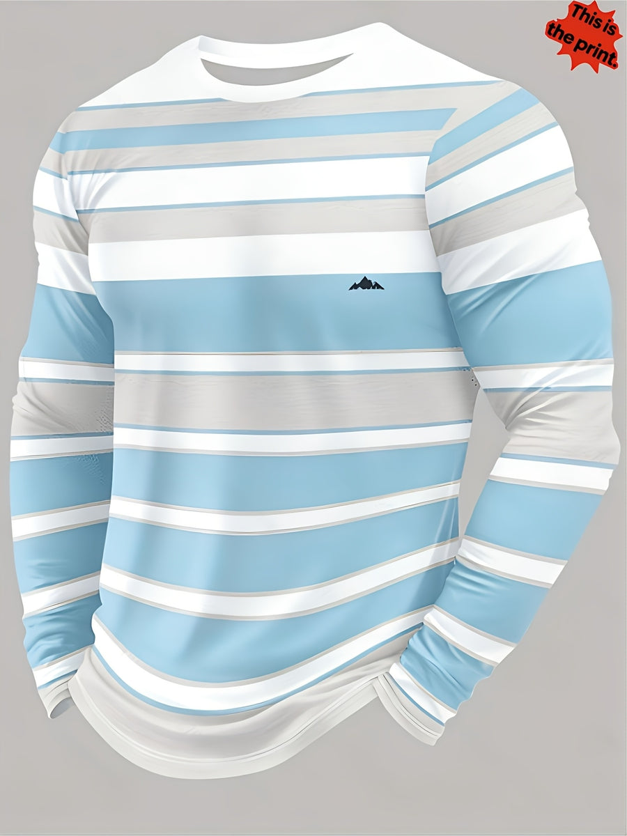 Men's Printed Long-sleeve T-shirt, Breathable and Comfortable, Suitable for Casual Sports - Mixed Color 3