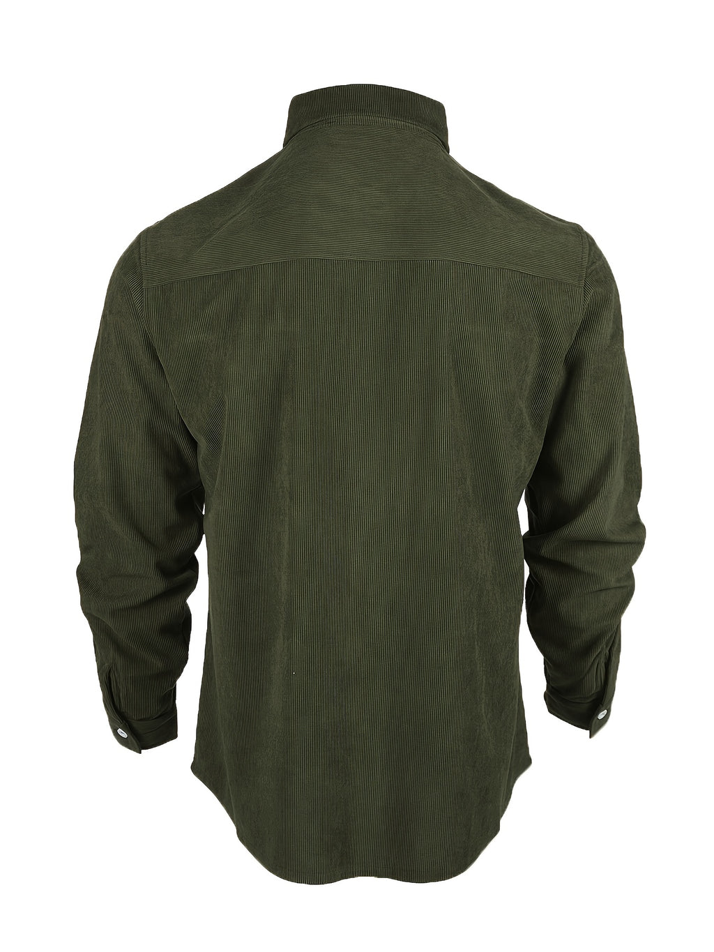 Men'S Retro Corduroy Shirt - Casual Long Sleeve Pocket Shirt, Brown Retro Style Jacket, Suitable for All Seasons, Lapel Design, Loose Fit Suitable for Layering Or Wearing Alone - fern green
