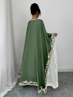 Casual Women's Middle Eastern Ethnic Print Loose Robe - Dark Green