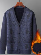 Men'S Fleece-Lined Cardigan, Men'S Versatile Top, Men'S Knit Jacket, Business Men'S Wear, Autumn Winter, Autumn Clothing Winter Clothing - JD1011 Prosperity-5902 Navy Blue
