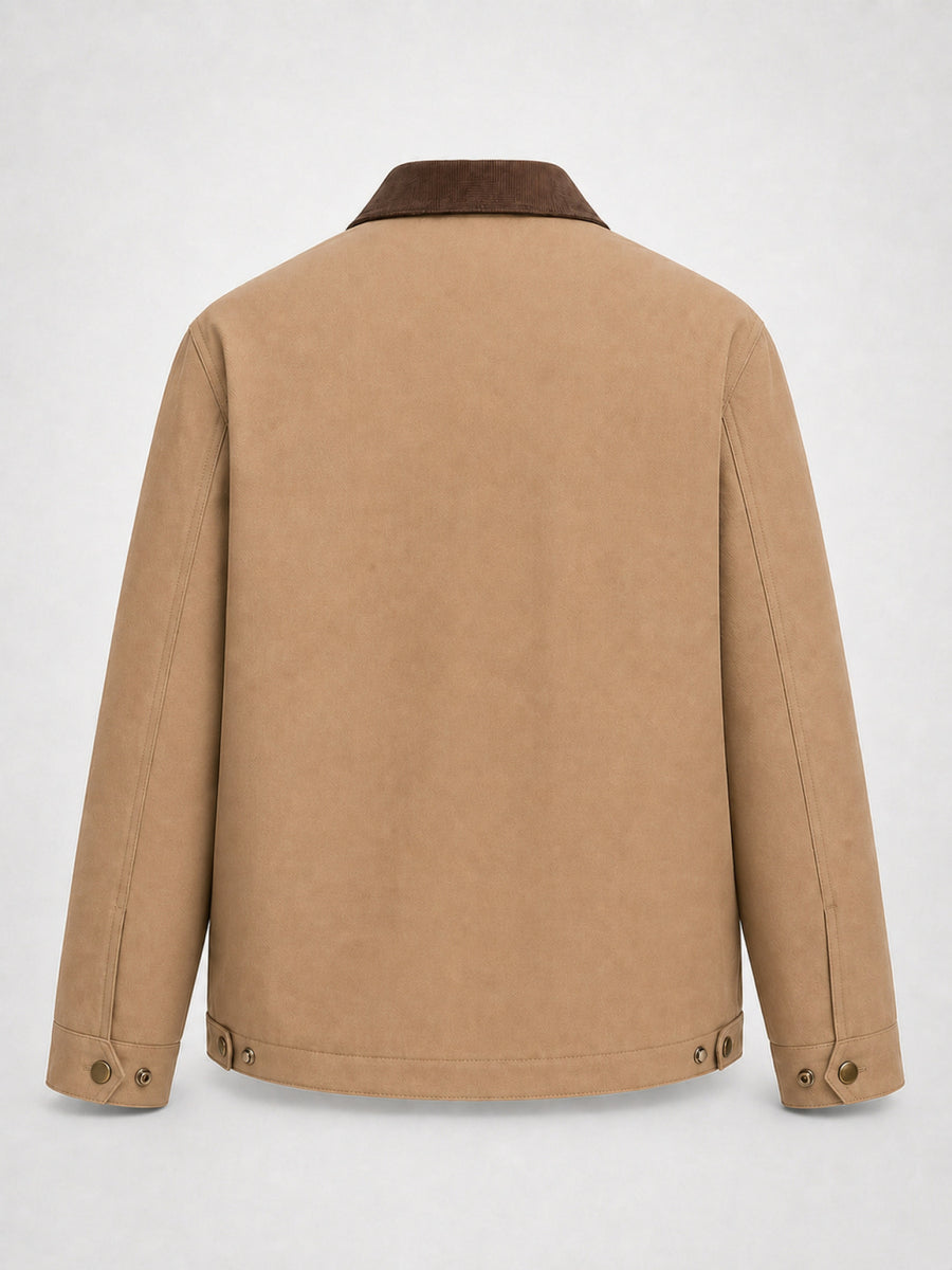 2026 American Retro Work Jacket Men'S Corduroy Lapel Sports Commuter Casual Outerwear Jacket - Khaki