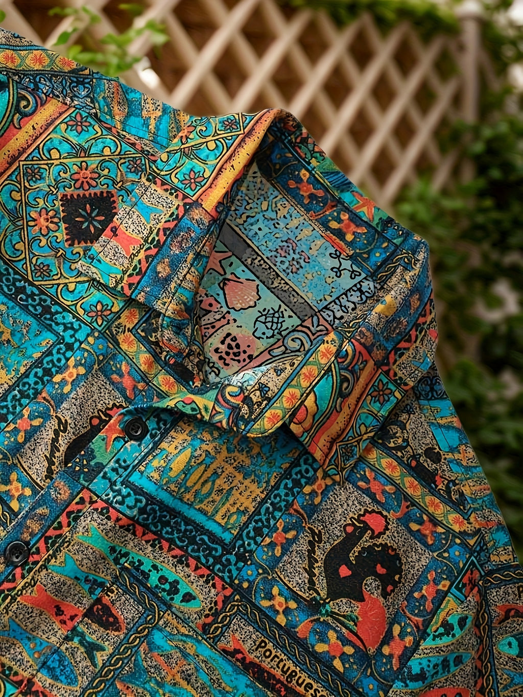 Men'S Ethnic Style Tribal Print Loose Casual Vacation Summer Short Sleeve Shirt - Multicolor