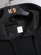 New Spring And Autumn Men'S Long-Sleeved Hoodie Fitness Wear Muscle Men Sports Outdoor Wear Three-Dimensional Jacquard Outside to Wear a Shirt Bottom Hat Shirt Men'S Wear - Black
