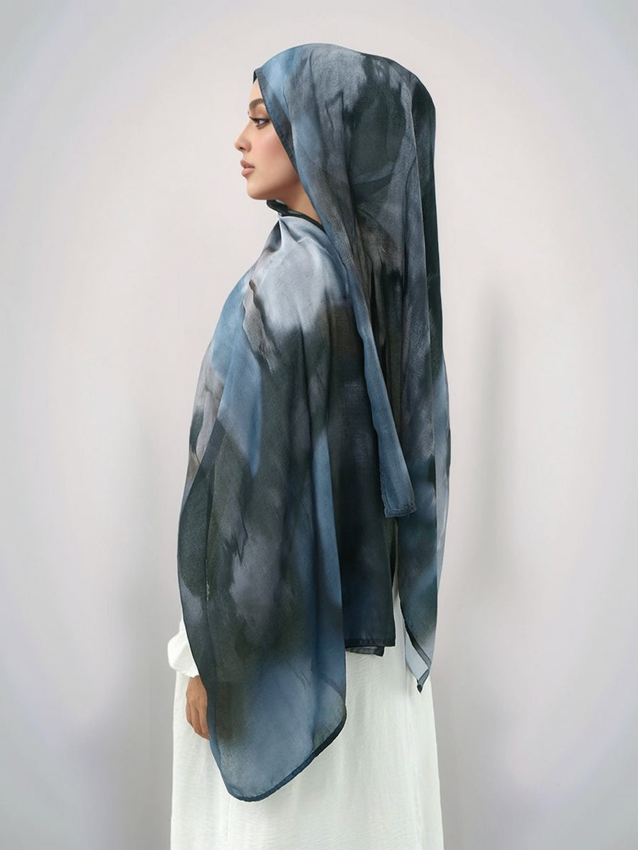 Lightweight, Breathable, And Skin-Friendly with a Soft Gradient Design; Suitable As a Headscarf Or Shawl. A Stylish Yet Modest Choice for Women for Various Occasions - from Prayer And Daily Outings to Social Gatherings - Sea Blue