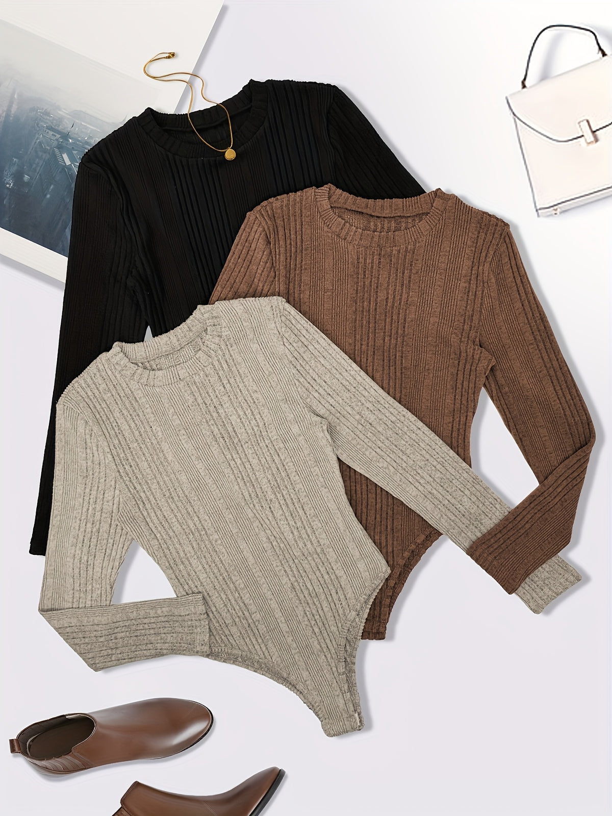Women'S Fleece Temperament Tight 3pcs Set Top - Mixed Color 2