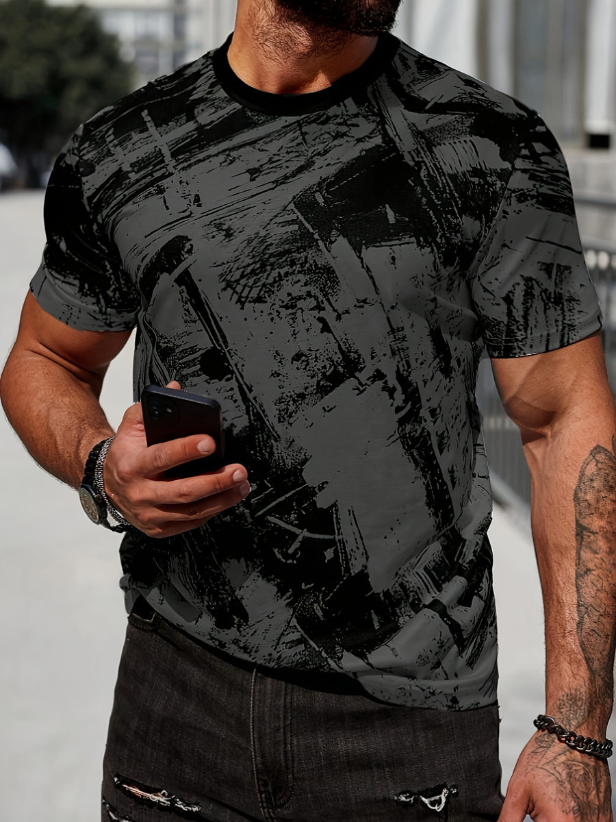 Men's Size-Coded Summer T-Shirts with Printed Design(Non-Textured), Ideal for Seaside Outdoor Sports Outfits - Mixed colors