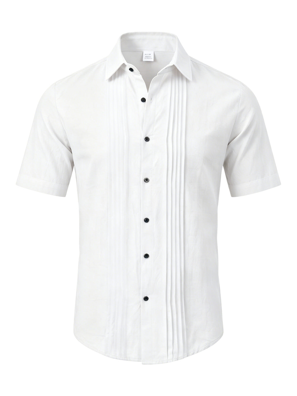 Men's Solid Color Button-Up Lapel Collar Short Sleeve Shirt - Breathable Textured Linen Button-Front Collar Shirt Suitable for Beach, Casual & -Casual Wear, Summer Office Outfits - Non-Stretch Button Collar - White