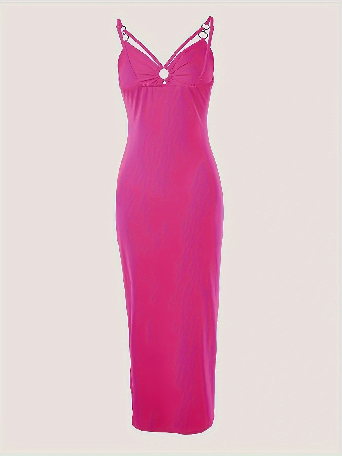 Forest Left Jia Women'S Fashion Sleeveless Sexy Slit -Fitting Dress - Rose Red