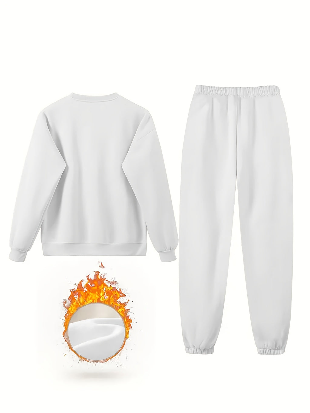 PUAIA Logo, Autumn/Winter Long Sleeve And Pants 2pcs Set, Sweatshirt Ankle-Cinching Trousers Easy Casual Home Commute Women'S Clothing! - White