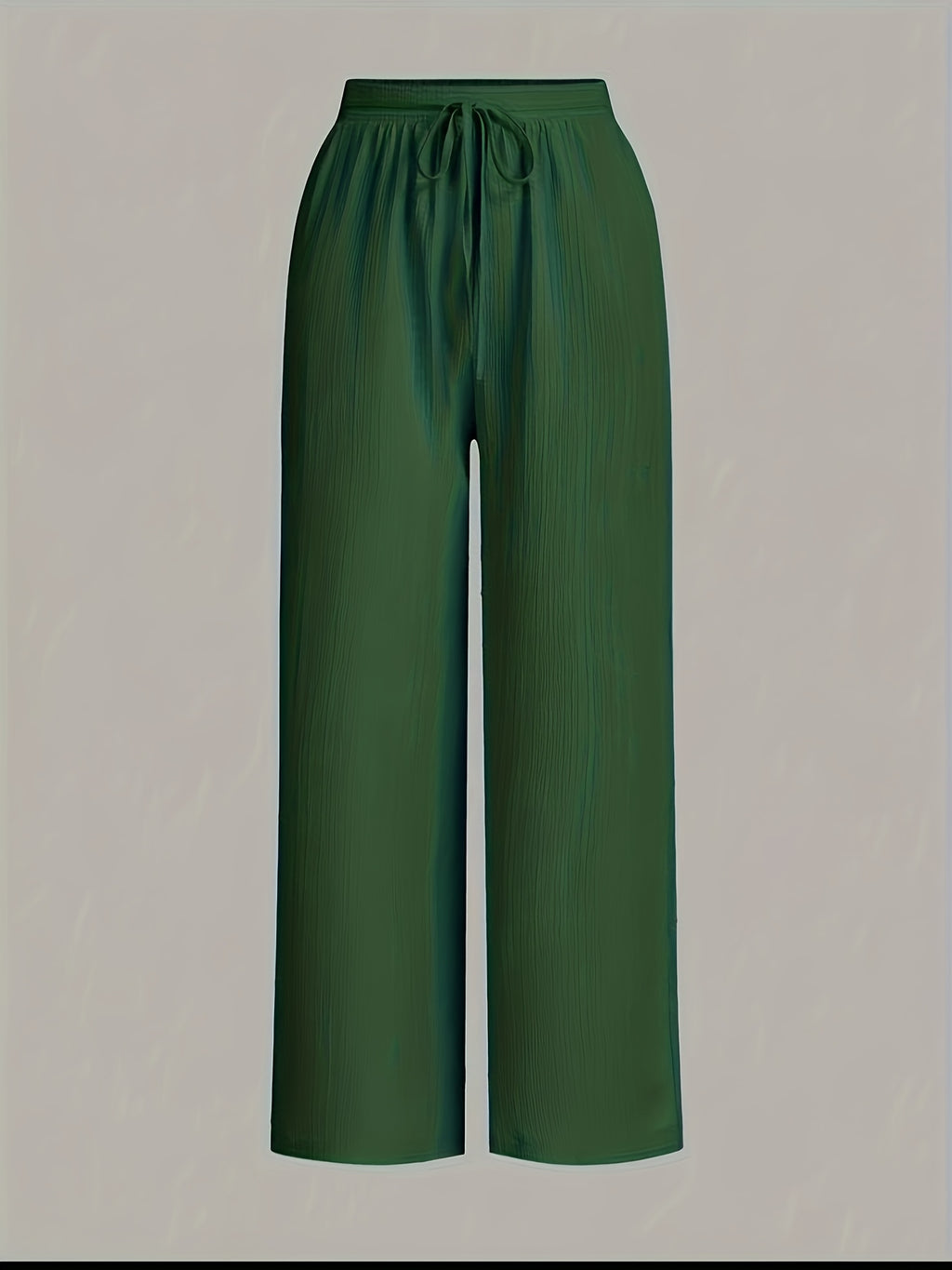 3pcs Elegant Wide-Leg Pants - Solid Color Lightweight Summer Trousers with Wide Leg Opening & Drawstring Waist, Machine Washable Non-Stretch for Casual, Office, Semi-Formal Wear (3pcs) - Black+green+white