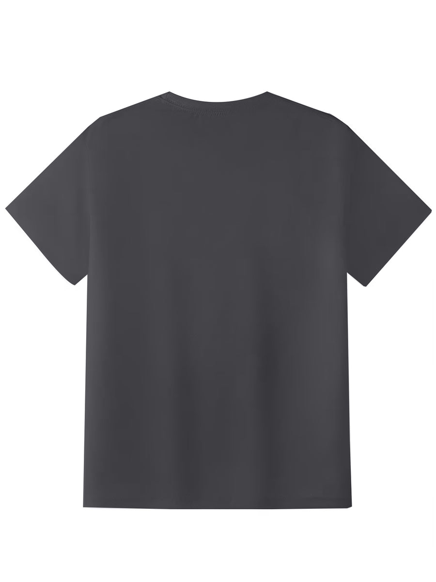 Men's Fashion Round Neck Trendy Street Style Graphic T-Shirt - Graphic Print - Adult Men's Holiday Gift - Suitable as a Gift for Adult Men - Casual Wear - Stylish and Comfortable Fabric - Dark Gray