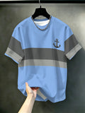 [Printed Design – Not Textured] New Men's Short-Sleeve T-Shirt, Heavyweight Vintage Style Top, Loose Fit, Casual, Breathable, Versatile, Crew Neck, Half-Sleeve, Comfortable, Skin-Friendly, Breathable, Wear-Resistant, for Commuting, Daily Outings - Mixed Color 1