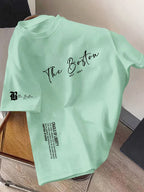 Men'S Casual Short-Sleeve T-Shirt with a Round Neck And Letter Print, Perfect for Summer Leisure And Sports - Mint Green