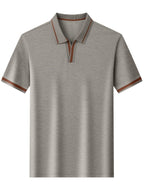 Men's Lapel Button- Polo Shirt, Summer Breathable T-Shirt, Men's Sport Top, Commuting Office / Weekend Casual / Golf, Tennis Top Dual-Wear T-Shirt - Gray Green