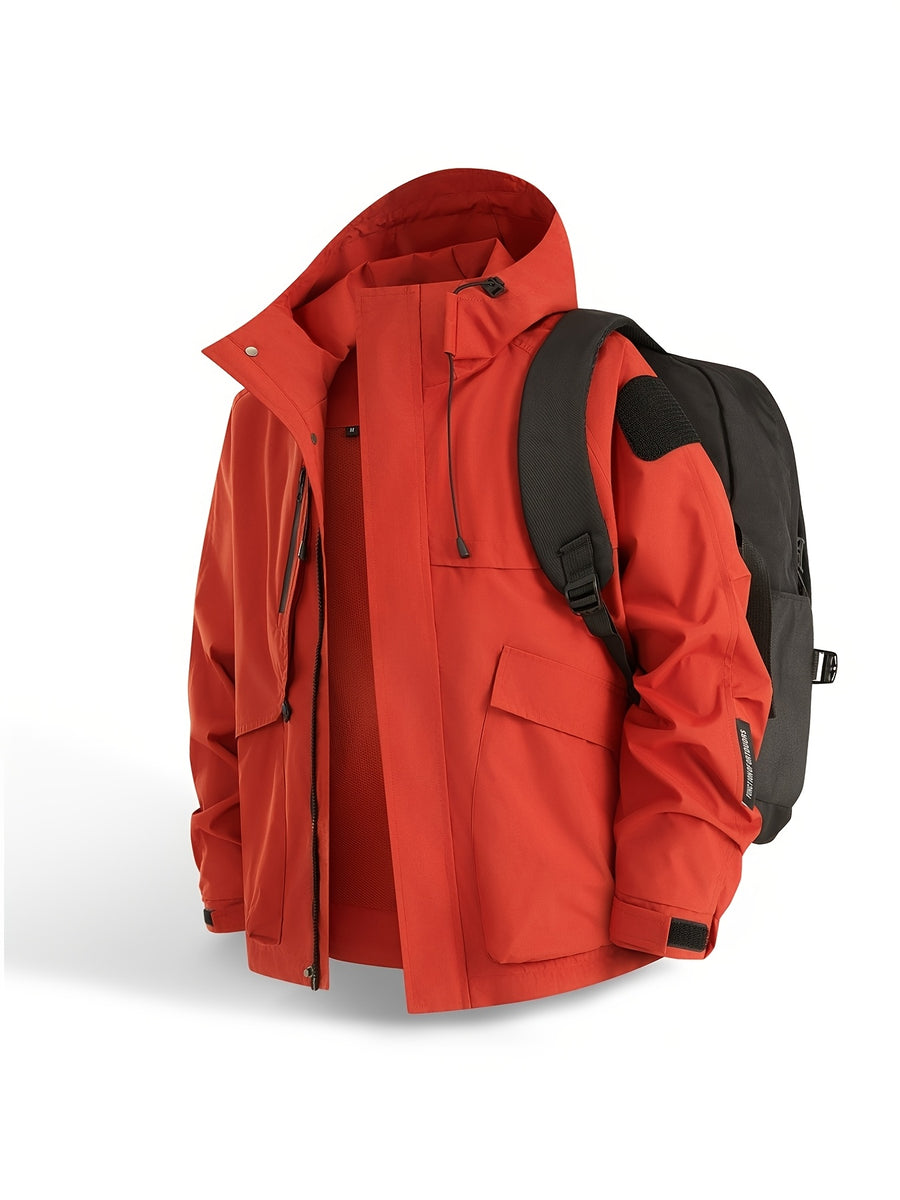 [Qiaoximei OBM] - Suitable for Work Scenarios, Practical Men'S Outdoor Jacket, Durable And Tear-Resistant Fabric, Ideal for Mountaineering, Cycling, Hiking, Camping, Travel, And Daily City Commute, Perfect Gift for Men in Autumn - Red