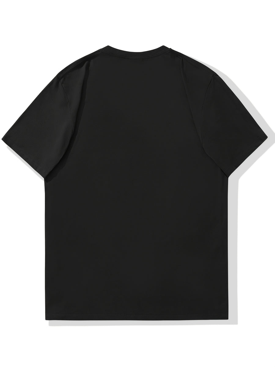 Men'S Original Parts Vintage Pattern Summer Casual Round Neck Short Sleeve T-Shirt - Black