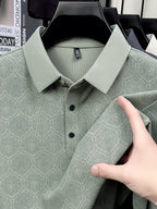 Summer Short Sleeve Men'S Print T-Shirt, Basic Style Versatile Commuter Top, Casual Men'S Athletic Wear, Golf Tennis Training Outfit, Men'S Office Commute Attire, Middle-Aged Men'S Outdoor Clothing - Green