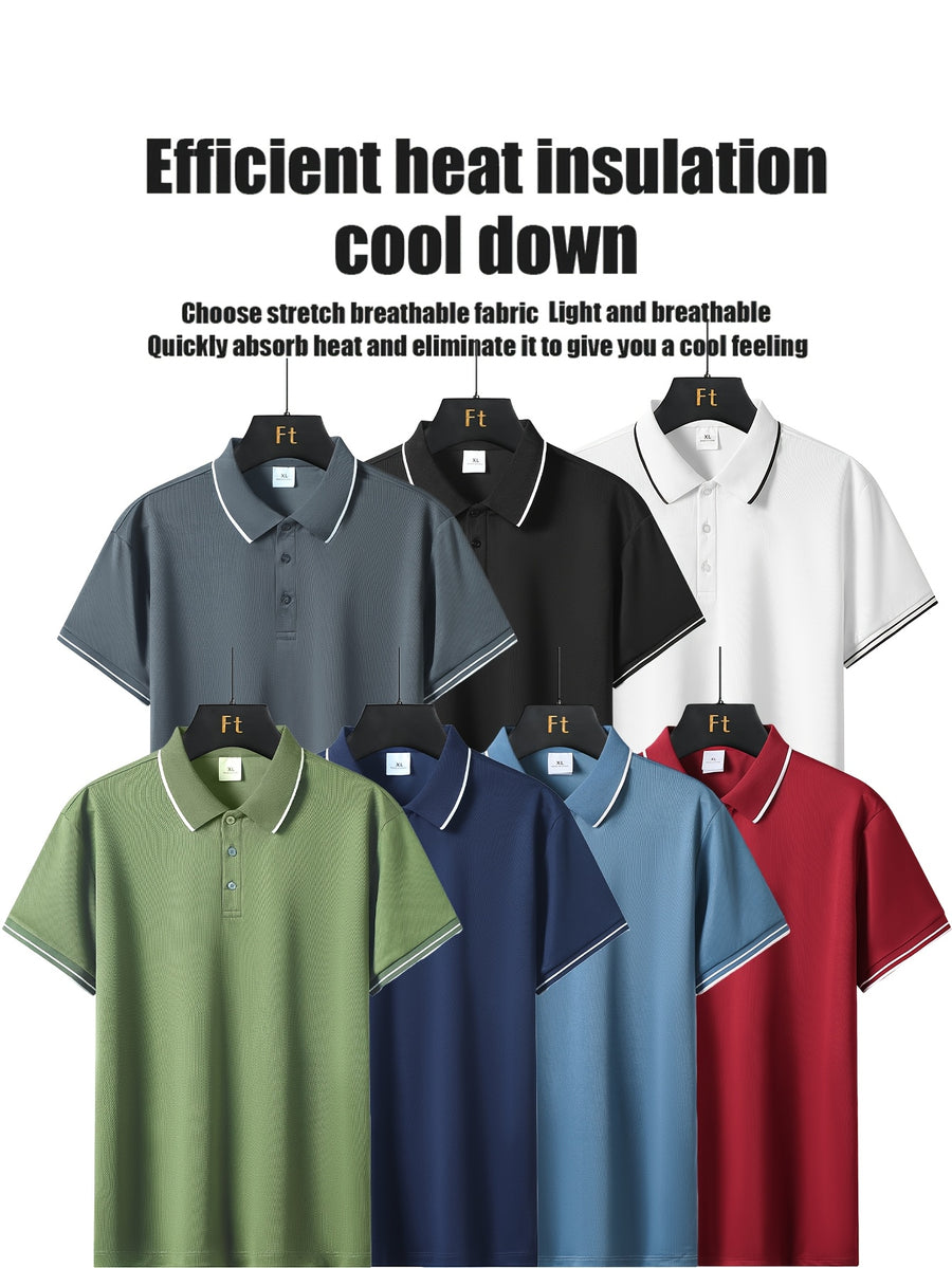 5pcs Set of Men'S Classic Short-Sleeve POLO Shirts, Breathable And Wrinkle-Resistant Casual Golf Tops, Multiple Color Combinations, Easy And Elegant, XS-XXL Plus Size Men'S Clothing, Quality Guaranteed, Meeting Daily Needs - Black+Blue+Red+Green+Gray
