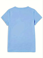 Light Blue Oversized Women'S T-Shirt, Soft with NEW YORK BROOKLYN THE EMPIRE CITY Letter Print, Multiple Specifications Available, Casual Loose Top for Everyday Outdoor Street Wear - Blue