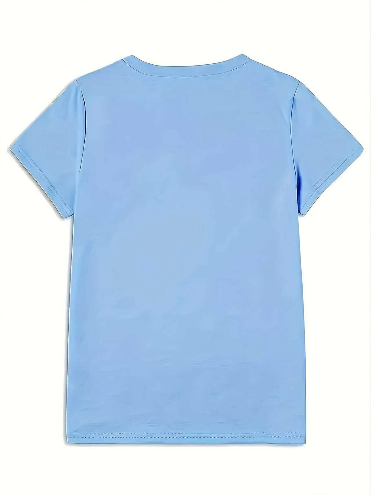 Light Blue Oversized Women'S T-Shirt, Soft with NEW YORK BROOKLYN THE EMPIRE CITY Letter Print, Multiple Specifications Available, Casual Loose Top for Everyday Outdoor Street Wear - Blue
