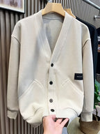 Men'S Cardigan in Stock Spring Autumn Casual Fashion Button Jacket Trendy Brand Easy Cardigan Youth Men'S Outerwear - Apricot