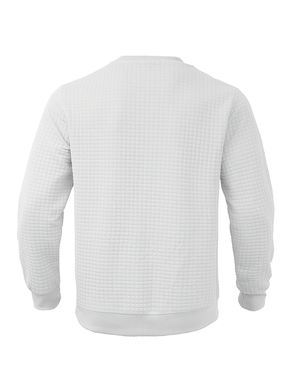 Men'S Textured Waffle Knit Sweatshirt Long Sleeve Crew Neck Pullover Lightweight Breathable Athletic Casual Top Soft Stretch Thermal Shirt Fit Sports Training Running Gym Workout Golf Outdoor Travel Everyday Wear Fashion Streetwear Basic Sweater - White