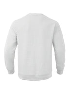 Men'S Textured Waffle Knit Sweatshirt Long Sleeve Crew Neck Pullover Lightweight Breathable Athletic Casual Top Soft Stretch Thermal Shirt Fit Sports Training Running Gym Workout Golf Outdoor Travel Everyday Wear Fashion Streetwear Basic Sweater - White