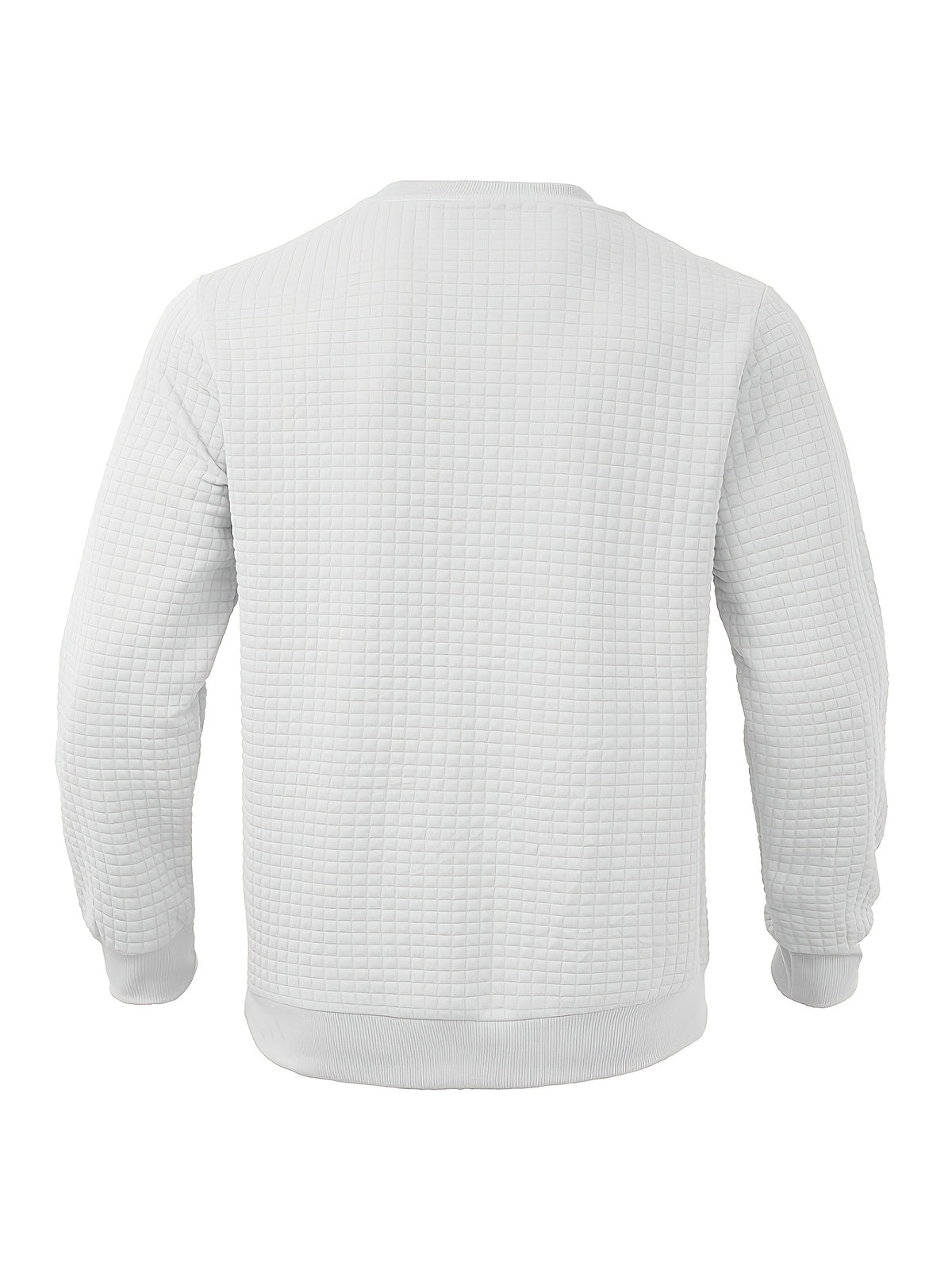 Men'S Textured Waffle Knit Sweatshirt Long Sleeve Crew Neck Pullover Lightweight Breathable Athletic Casual Top Soft Stretch Thermal Shirt Fit Sports Training Running Gym Workout Golf Outdoor Travel Everyday Wear Fashion Streetwear Basic Sweater - White
