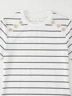 Striped Color-Block Button-Up Top ZLLZ - White
